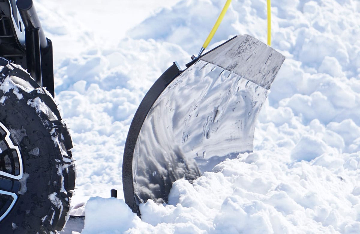 Eagle Plow 60 inch snow plow mounted on a Polaris Sportsman ATV